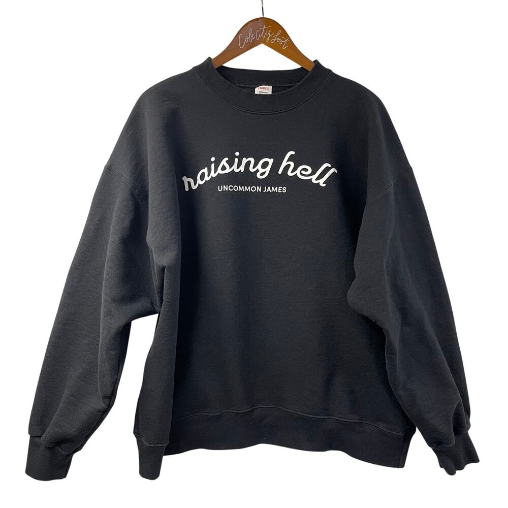 Uncommon James Crewneck Sweater Raising Hell XL Black Pullover Cotton Comfy